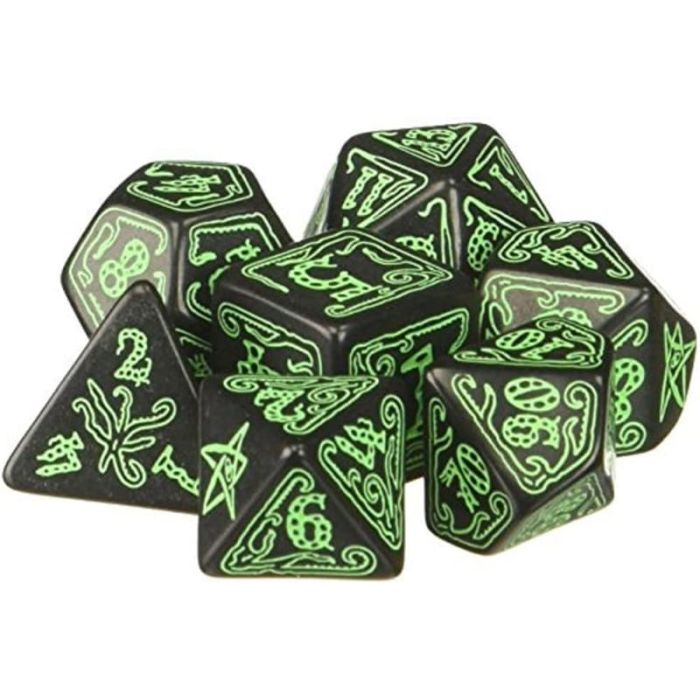 Set 7 Dadi Call of Cthulhu (Nero Verdi) - immagine 2