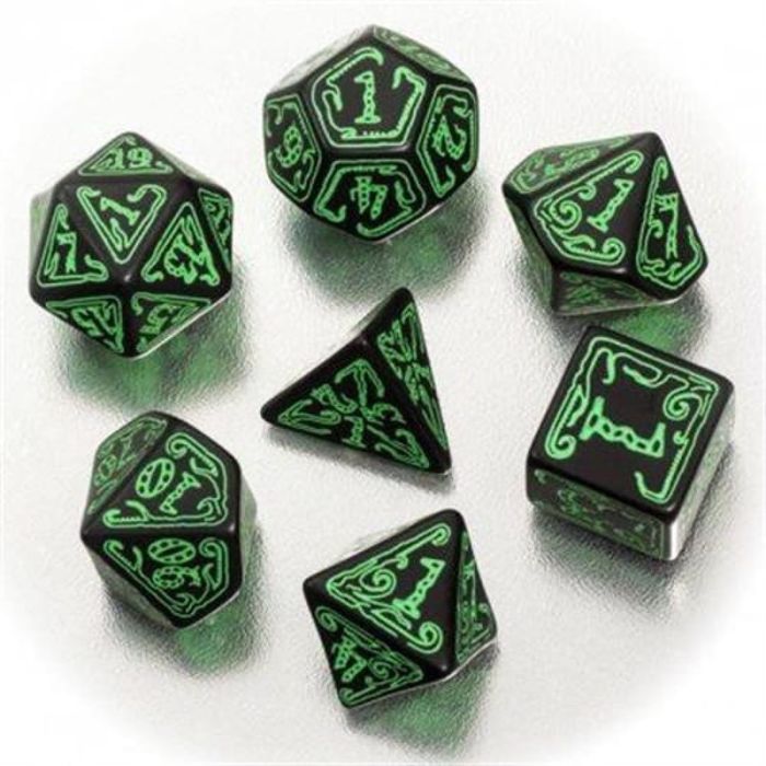 Set 7 Dadi Call of Cthulhu (Nero Verdi)