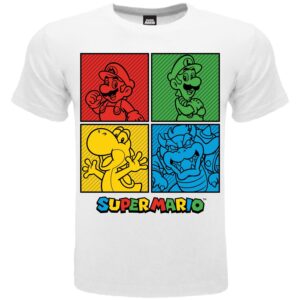 Nintendo Super Mario : Personaggi T-Shirt Bianca 9/11 Anni