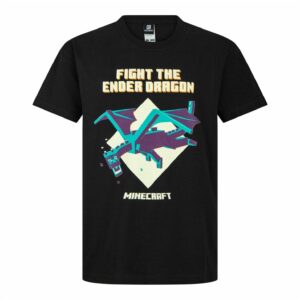 Minecraft - "Fight The Ender Dragon" T-Shirt 9/11 Anni Nera