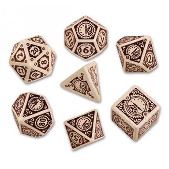 Set Dadi Steampunk Clockwork - Avorio, Marrone - immagine 2