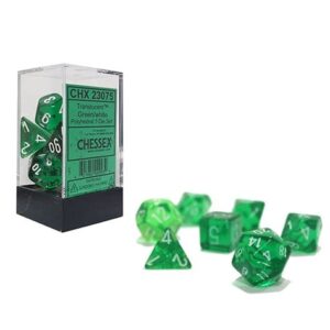 Set 7 dadi GDR - Trasparenti Green/White