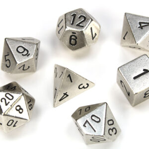 Set 7 dadi GDR metallo: Solid Metal Silver Colour Poly