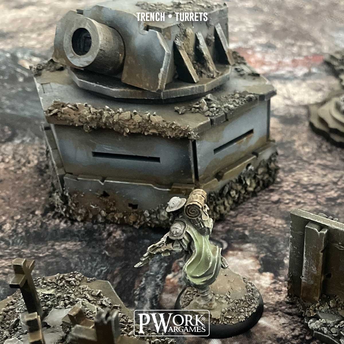 MDF Terrain Scenery Small - Trench Turrets - immagine 2