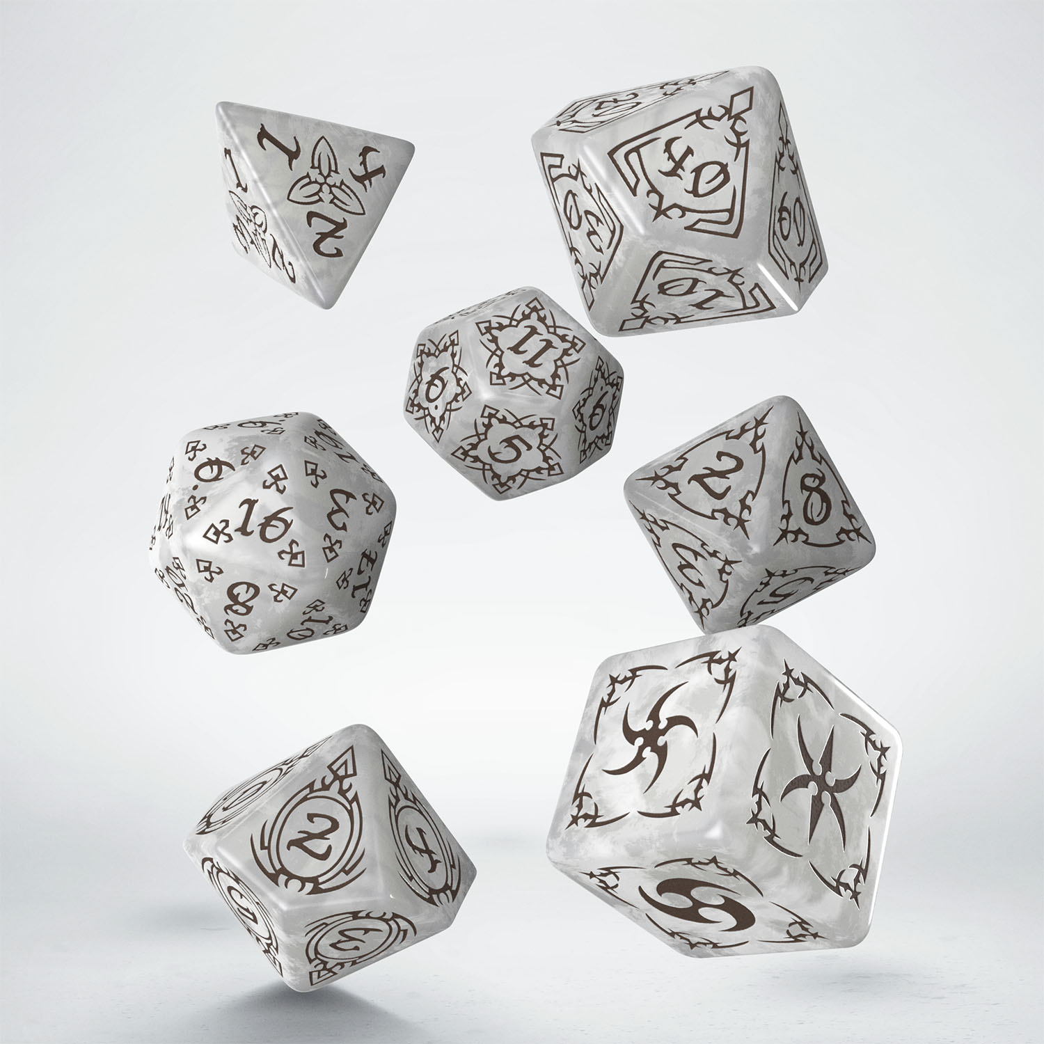 TRIBAL DICE SET: PEARL AND BROWN