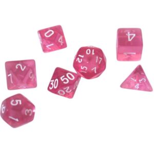 Set di 7 Dadi Transparenti - Pink
