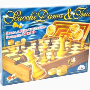 Scacchi, Dama e Tria in legno 30CM