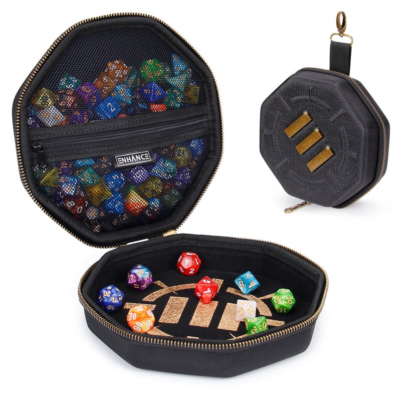 Tabletop Dice Tray and Dice Case: Black