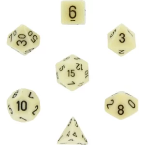 CHX 25400 - Set 7 Dadi Poliedrici Opachi - Ivory W/Black