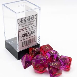 CHX 26467 - Set 7 Dadi Poliedrici Gemini - Translucent Red-Violet/Gold