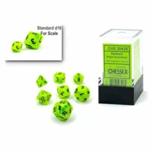 CHX 20430 - Set 7 Dadi Poliedrici MINI - Vortex Bright Green/Black