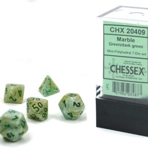 CHX 20409 - Set 7 Dadi Poliedrici MINI - Marble Green/Dark Green