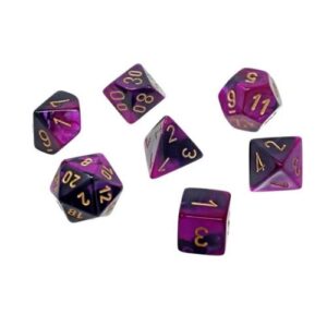 CHX 20640 - Set 7 Dadi Poliedrici Gemini - Black-Purple/Gold