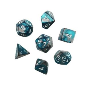 CHX 20656 - Set 7 Dadi Poliedrici Gemini - Steel-Teal/White