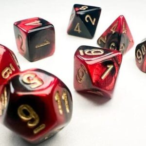 CHX 20633 - Set 7 Dadi Poliedrici MINI Gemini - Black-Red/Gold