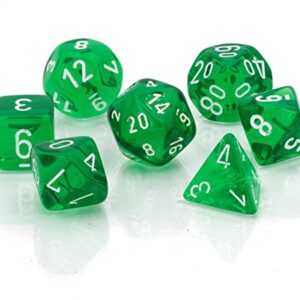 CHX 20375 - Set 7 Dadi Poliedrici MINI - Translucent Green/White