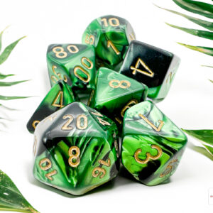 CHX 26439 - Gemini Black-Green/gold - 7-Die Polyhedral Dice Set