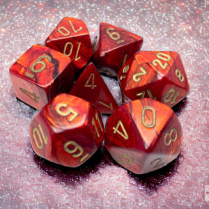 CHX 27414 - Scarab Scarlet/gold Polyhedral 7-Dice Set