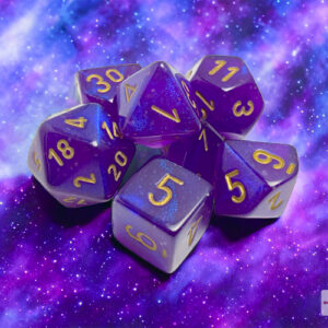 CHX 27587 - Borealis Royal Purple/gold - 7-Die Polyhedral Dice Set