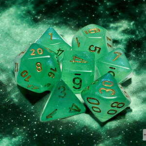 CHX  27575 - Borealis Light Green/gold Luminary Polyhedral 7-Dice Set
