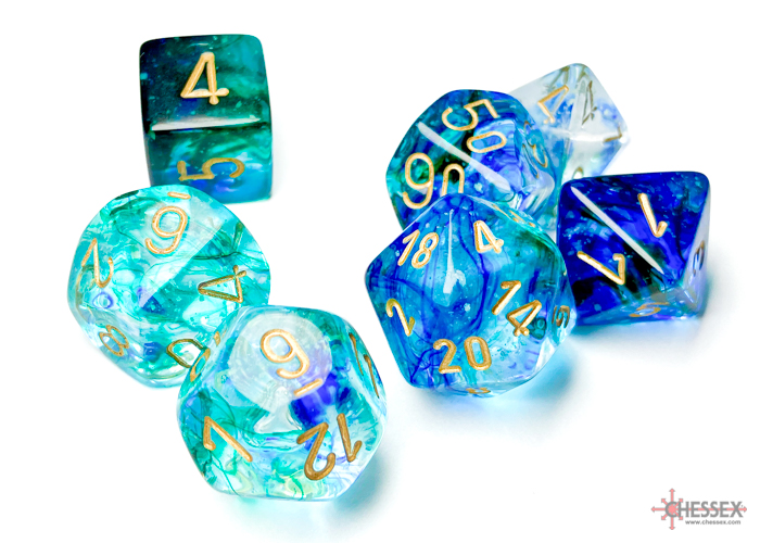 CHX 27556 - Nebula Oceanic/gold Luminary Polyhedral 7-Dice Set - immagine 2