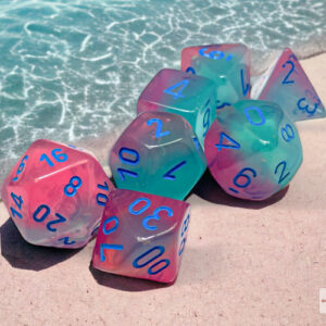 CHX 26464 - Gemini Gel Green-Pink/blue Luminary Polyhedral 7-Dice Set