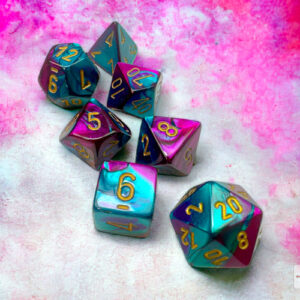 CHX 26449  - Gemini Purple-Teal/gold Polyhedral 7-Dice Set