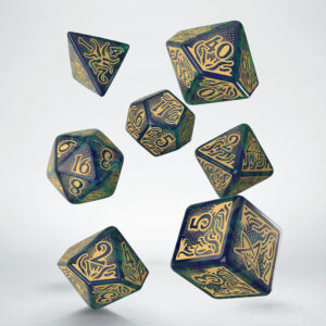 Q Workshop - Call of Cthulhu (7th Ed): Blue-green & Gold 7pc RPG Dice Set