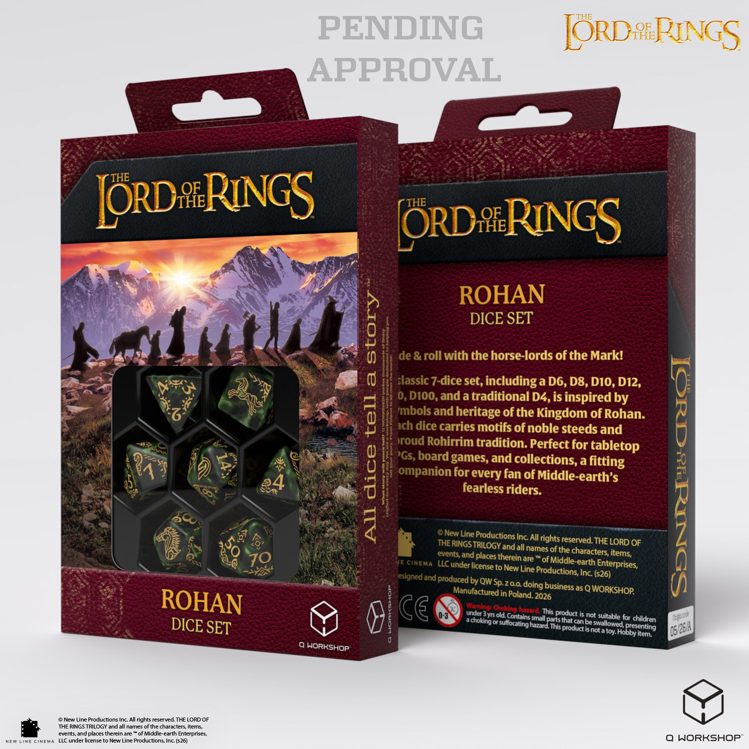 Q Workshop - The Lord of the Rings: 7pc RPG Dice Set: Rohan - immagine 2