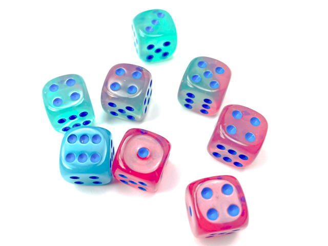 CHX26864 - Gemini Gel Green-Pink/blue Luminary 12mm d6 Dice Block (36 dice) - immagine 2